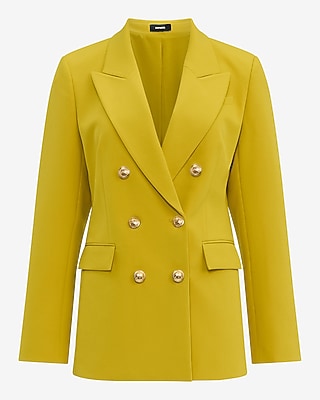 Studio Stretch Twill Double Breasted Novelty Button Blazer | Express