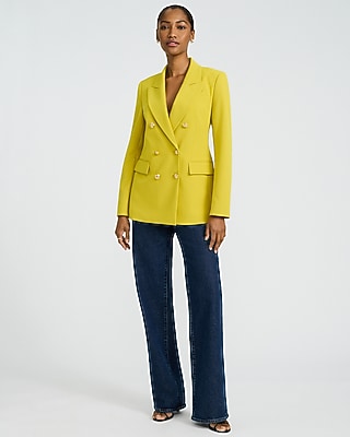 Studio Stretch Twill Double Breasted Novelty Button Blazer | Express