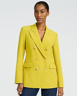 Studio Stretch Twill Double Breasted Novelty Button Blazer | Express