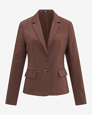 Editor Stretch Cotton Fitted Two Button Blazer