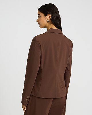 Editor Stretch Cotton Fitted Two Button Blazer