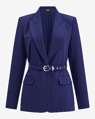 Studio Stretch Twill Long Slim Belted Blazer