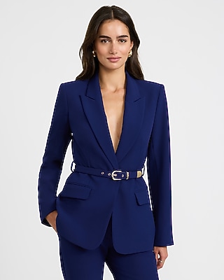 Studio Stretch Twill Long Slim Belted Blazer
