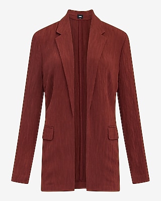 Textured Plisse Open Front Blazer