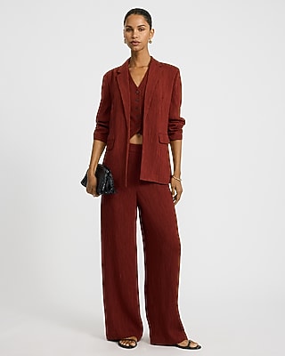 Textured Plisse Open Front Blazer