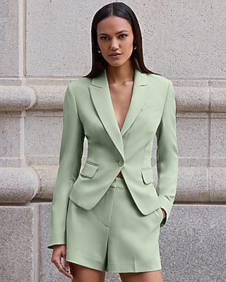 Signature Stretch Cropped Fitted Cutaway Blazer