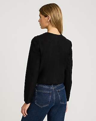 Boucle Crew Neck Multi Pocket Jacket