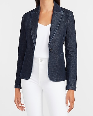 Dark Wash Denim Blazer | Express