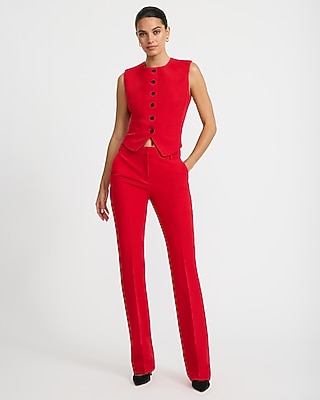 Crew Neck Cutaway Blazer Vest Signature Stretch