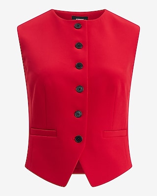 Crew Neck Cutaway Blazer Vest in Signature Stretch - thumbnail 3