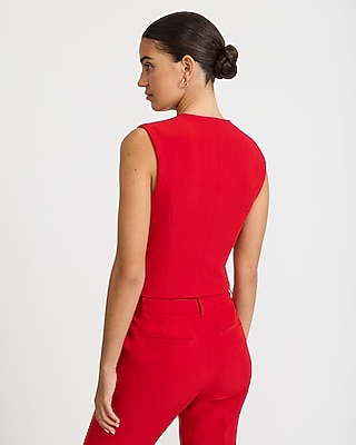 Crew Neck Cutaway Blazer Vest in Signature Stretch - thumbnail 2