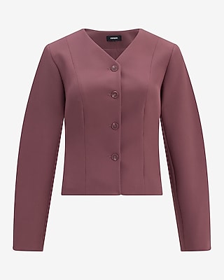 Collarless Barrel Sleeve Blazer Signature Stretch