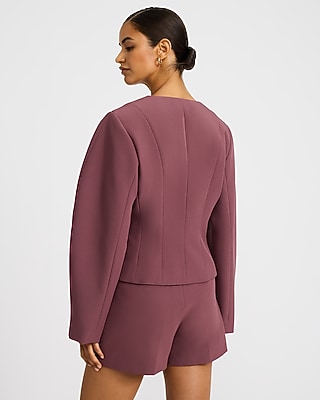 Collarless Barrel Sleeve Blazer Signature Stretch