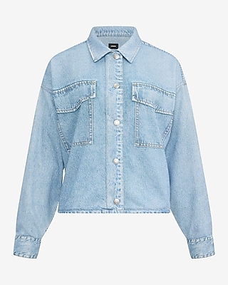 Denim Light Wash Knit Jacket
