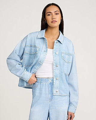 Denim Light Wash Knit Jacket