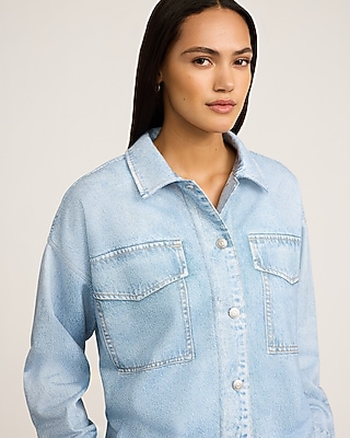 Denim Light Wash Knit Jacket
