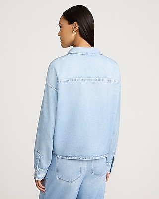 Denim Light Wash Knit Jacket
