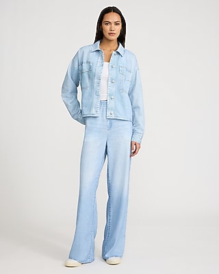 Denim Light Wash Knit Jacket