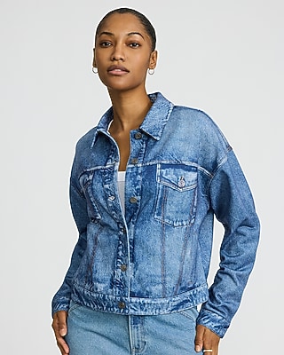 Denim Dark Wash Knit Jacket | Express