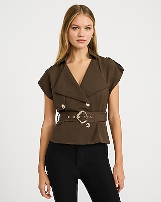 Short Sleeve Belted Blazer