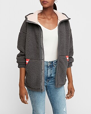 oversized sherpa jacket with hood