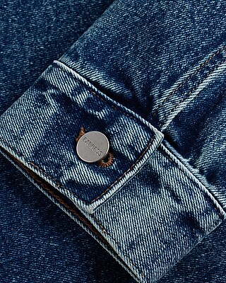 Belted Medium Wash Denim Jacket | Express