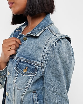 HOLIDAY PUFF SLEEVE BIG DENIM JACKET PUFF SLEEVE DENIM BIG JACKET