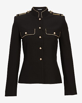MILITARY JACKET WITH PIPING 7806850:PITCH BLACK:XS PETITE - thumbnail 6