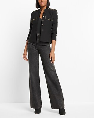 MILITARY JACKET WITH PIPING 7806850:PITCH BLACK:XS PETITE - thumbnail 3