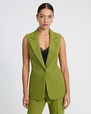 Notch Lapel Sleeveless Blazer Vest in Signature Stretch