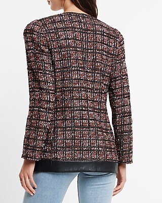 Metallic Plaid Tweed Jacket | Express