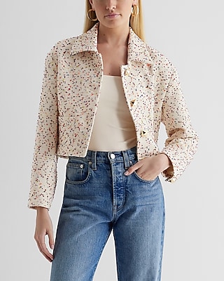 Embellished bouclÃ© cropped jacket