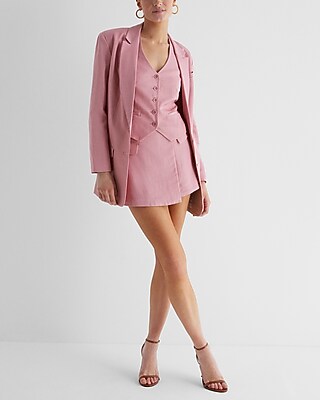 Linen-blend Button Front Cross Back Vest | Express