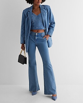 Denim Oversized Novelty Button Blazer Express