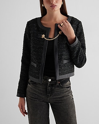 Tweed Open Front Jacket