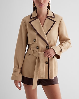 Belted Tipped Short Trench Jacket