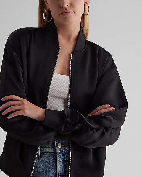 Satin Oversized Bomber Jacket | Express