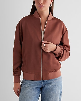 Satin Oversized Bomber Jacket | Express