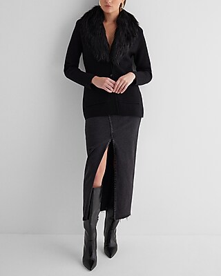 FUR SWEATER JACKET 7807135:PITCH BLACK:S