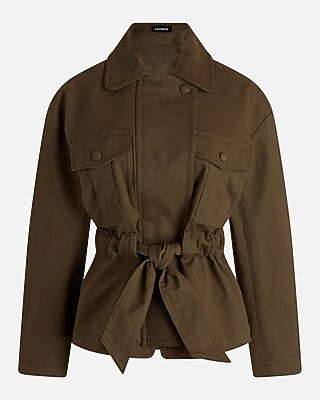 Twill Oversized Belted Utility Jacket | Express