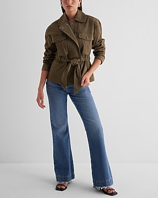 Twill Oversized Belted Utility Jacket | Express