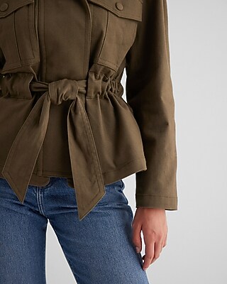 Twill Oversized Belted Utility Jacket | Express