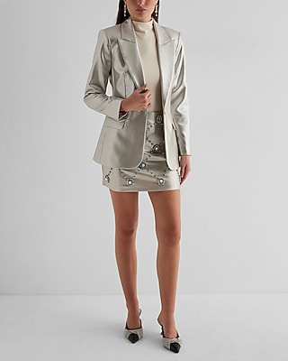 Metallic One Button Blazer
