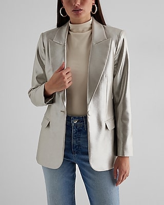 Metallic One Button Blazer