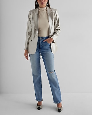 Metallic One Button Blazer