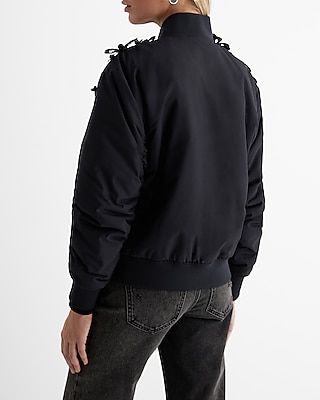 Floral Embellished Oversized Bomber Jacket
