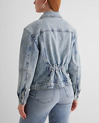 Cinched Back Denim Jacket | Express