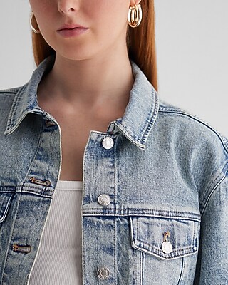 Cinched Back Denim Jacket | Express