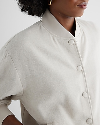 Luxe Lounge Twill Oversized Bomber Jacket