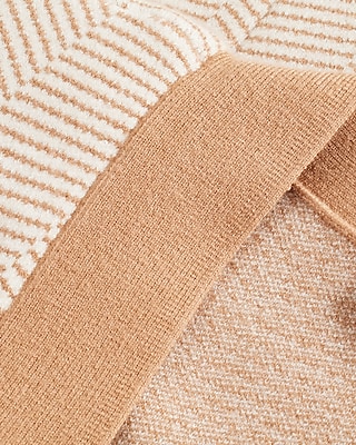 Tipped Striped Novelty Button Sweater Jacket